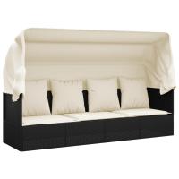 vidaXL Sofá tumbona de jardín con toldo cojines ratán sintético Negro y crema, Marrón y crema, Gris Sillas de Exterior Ideal para jardín, playa, piscina, terraza Tumbona Piscina Tumbonas Playa Tumbonas Jardín Exterior - details 2