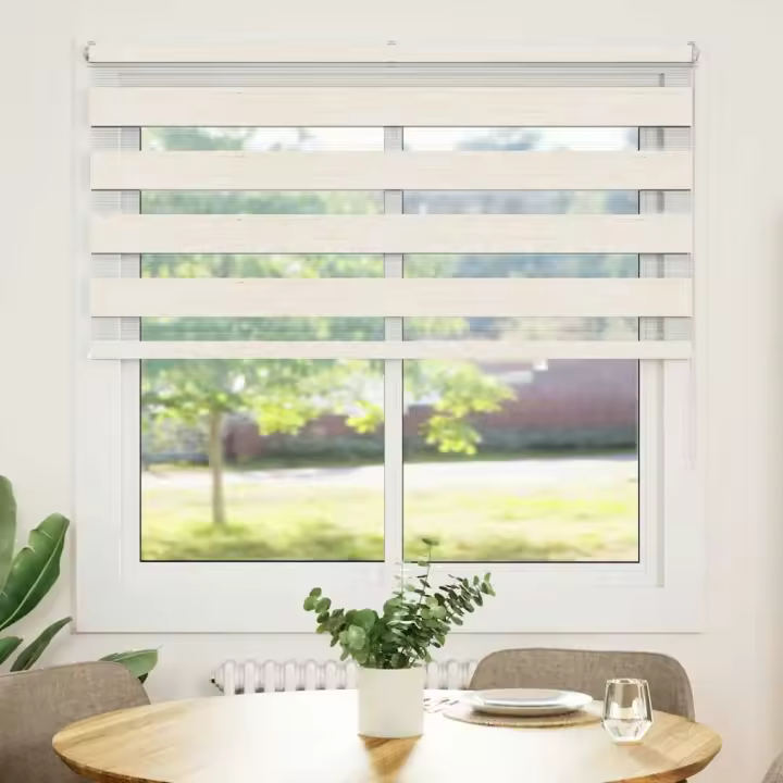 Estor cebra beige mármol tejido ancho 135,9 cm poliéster - 1
