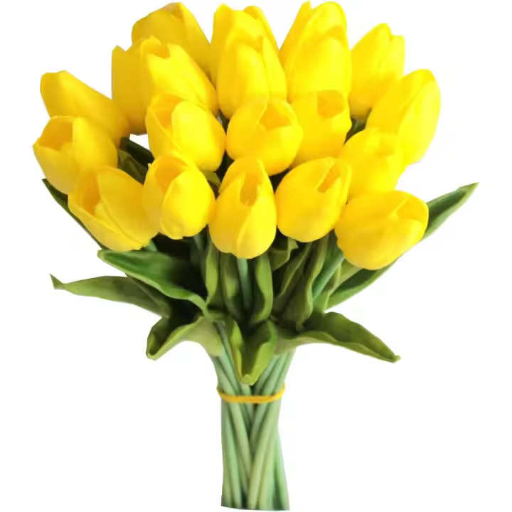 20 piezas de flores amarillas artificiales de tulipán de seda de 13,5 pulgadas para el Día de la Madre, Pascua, San Valentín - 1
