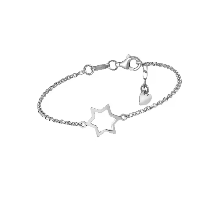 Pulsera de Plata con Estrella, 10 mm, Cadena Ajustable 15-19 cm, Dije de Corazón, Ref: CHP144PULP500E - 1