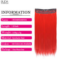Extensiones De Cabello Sintético De 22 Pulgadas Unicas Con 5 Clips Textura Larga Y Recta Fibra De Alta Temperatura Color Negro Blanco Rojo - details 3