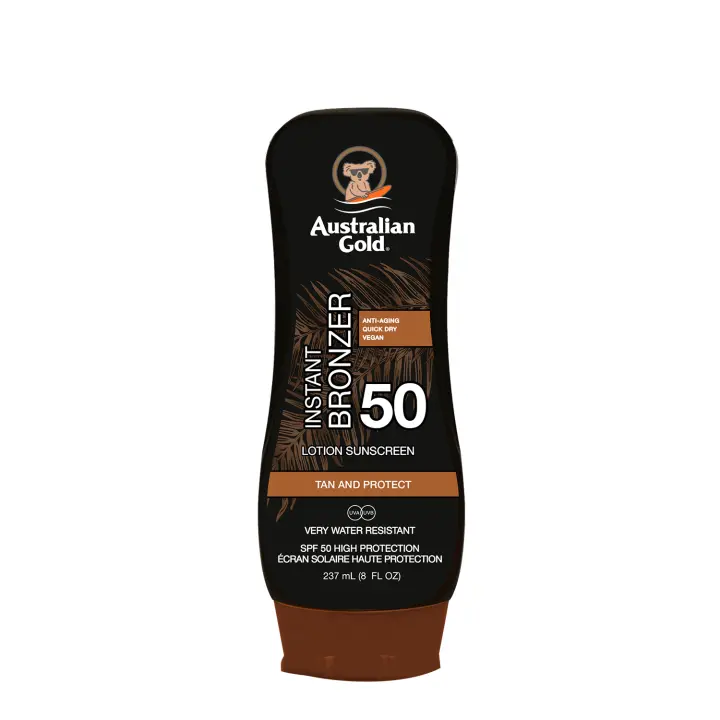 Australian Gold  SPF 50 LOTION W/ BRONZER, protector solar en loción con acelerador del bronceado 237ml - 1