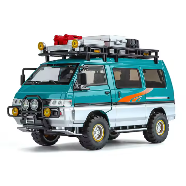 Modelo De Coche Mitsubishi Delica 1:24 RV De Camping Con Luz Y Música Vehículo Off-Road a Escala Puertas Abiertas Regalo De Navidad Para Niños Mayores De 14 Años Metal - 1