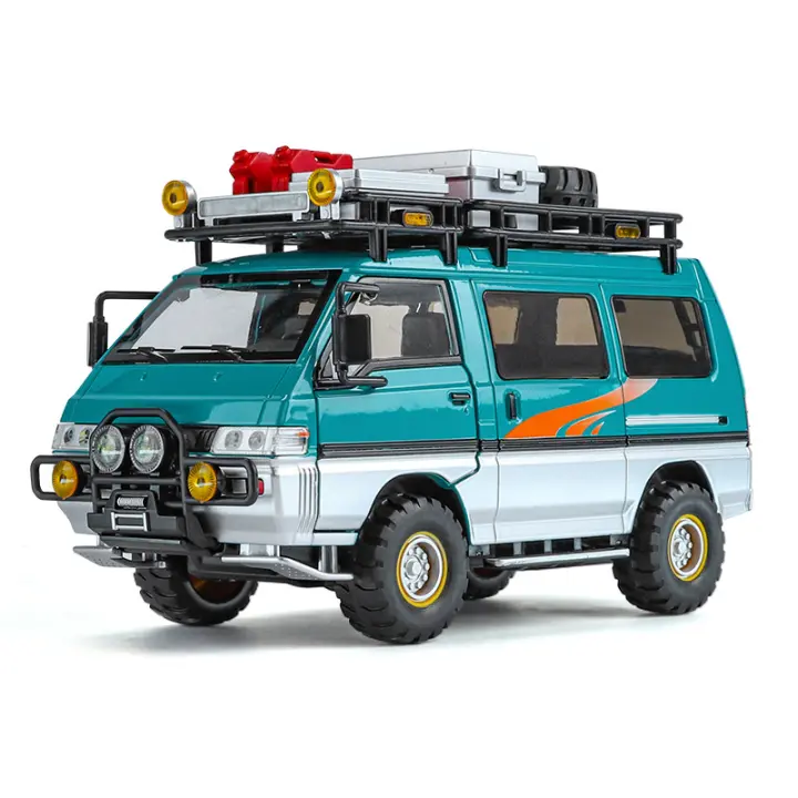 Modelo De Coche Mitsubishi Delica 1:24 RV De Camping Con Luz Y Música Vehículo Off-Road a Escala Puertas Abiertas Regalo De Navidad Para Niños Mayores De 14 Años Metal - 1