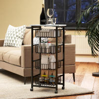 HOMCOM Carrito de Cocina Carrito Verdulero para Cocina con Cestas Deslizables y Marco de Acero Carrito Auxiliar con Ruedas para Comedor - details 5