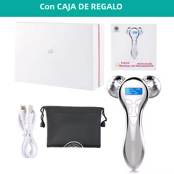 Masajeador Facial 4D EMS Microcorriente Vibración V Lifting Dispositivo De Cuidado De La Piel Para Cuello Ojos Corporal Herramienta De Belleza Metal USB - 1