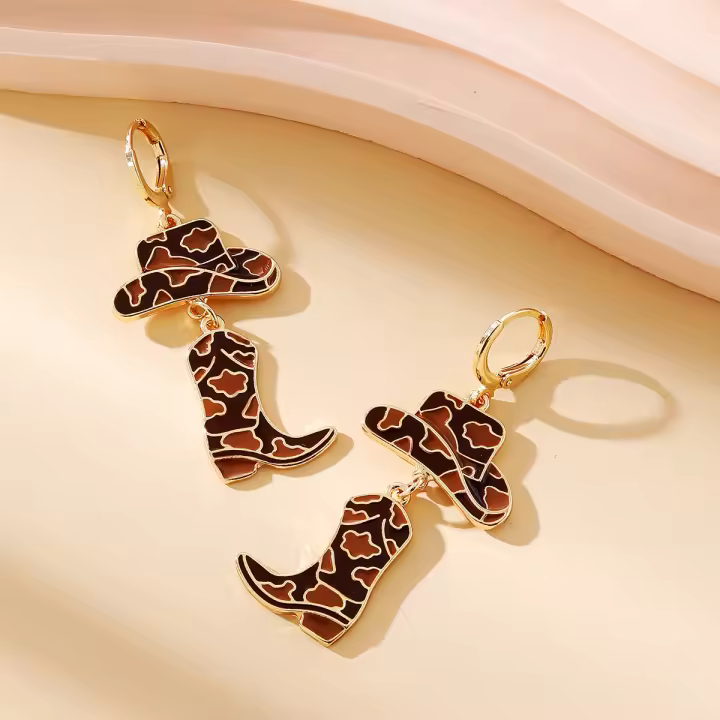 Pendientes Colgantes De Vaquero Vintage Para Mujer Con Sombreros Y Botas Joyería Punk Estilo Occidental Regalo Cool Statement - 1