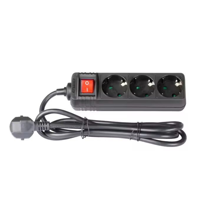 ADAM HALL 8747 S3 MULTIPRESA SLANE 3 PREDS 16A SCHUKO OUTES 2P + T BRIGHT SWITCH 1.4MT CURRENT CABLE 3X1.5MM2 ADH8747S3 Otro equipo en vivo y adaptadores de audio - 1