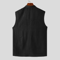 Camisa INCERUN Para Hombre De Color Sólido Cuello Erguido Sin Mangas Botones Estilo Casual Verano Moda Streetwear Tallas S-5XL - details 9