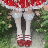 Calcetines De Encaje Blanco Maternidad Lolita Con Lazo Largos Para Mujeres Calcetines De Seda De Muñeca Calcetines De Algodón Dulce - details 3