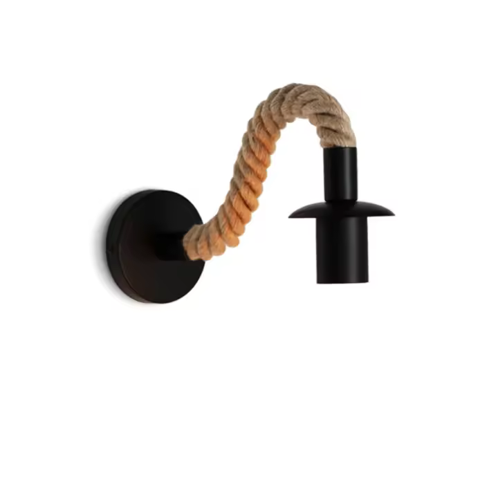 Lámpara de pared de la vendimia cuerda de cáñamo retro pared sconce nórdico moderno lámpara dormitorio junto a la sala de estar para decoración del hogar iluminación - 1