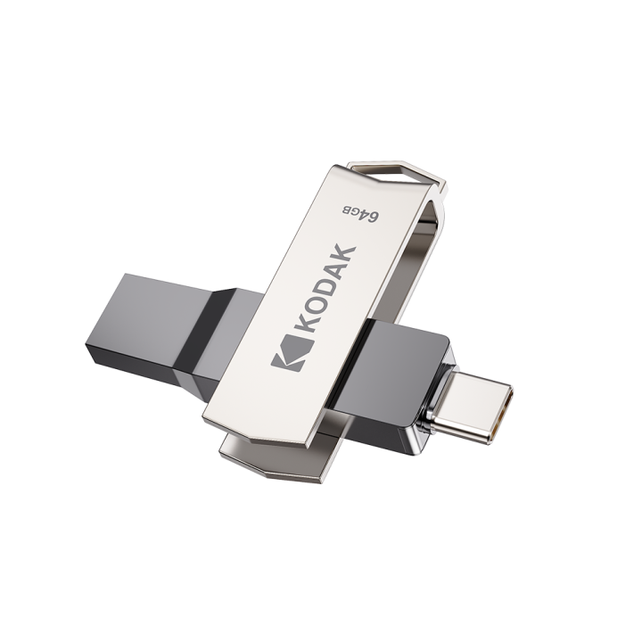 Kodak Tipo C Pendrive USB3.2 De Metal 128GB 64GB 32GB HDD 2 En 1 U-disco Para Llaveros Smartphone Laptop Desktop
