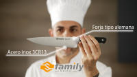 DESEOS Juego cuchillos de cocina Family | Serie cuchillos de cocina | Hoja de acero inox | Mango ergonómico de POM | Varios tipos | Cuchillo de cocina, rebanador, panero, santoku, deshuesador, multiusos, chuletero y pelador - details 1
