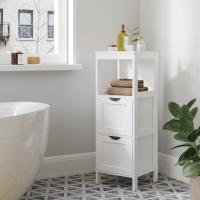 Armario para baño y almacenaje blanco, estantería con 2 cajones, diseño clásico, para organizar tu hogar - details 3
