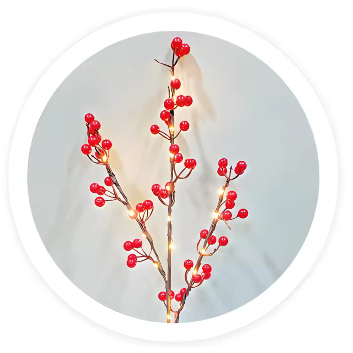 Gsc Evolution Rama Decorativa LED Bayas Rojas GSC - 0.75 Metros - Luz Cálida - Funciona a Pilas - 1