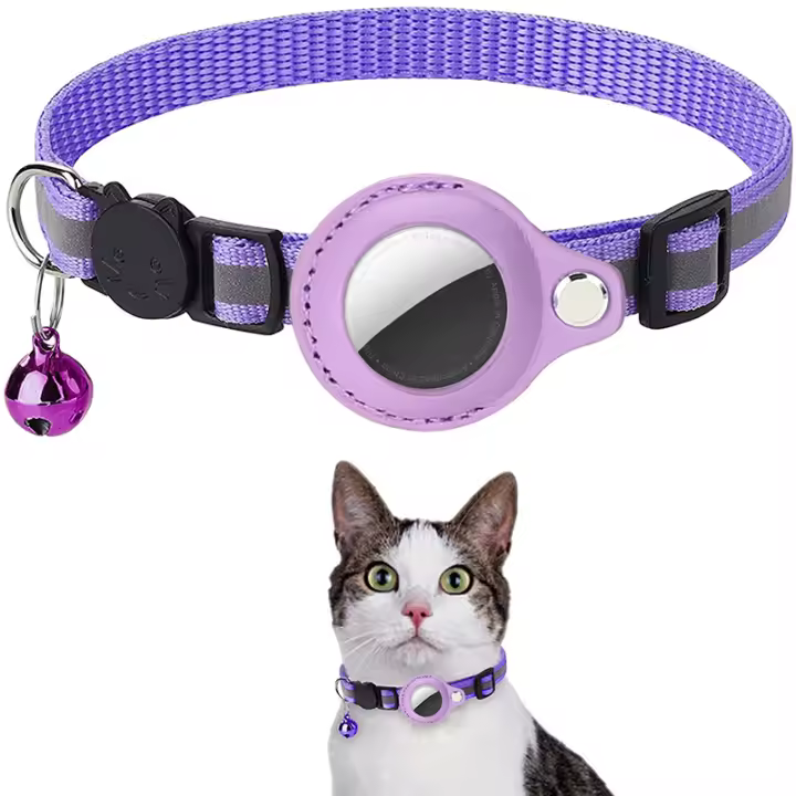 Collar Ajustable Para Gatos Con Portador De AirTag Reflectivo Y Impermeable Con Campana Y Correa Rompible Para Gatos Chicos - 1