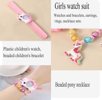 Juego De Reloj Y Joyería Para Niñas Con Patrón De Caballo Arcoíris Collar Aretes Anillo Pulsera Regalos Para Niñas Y Niños - details 32