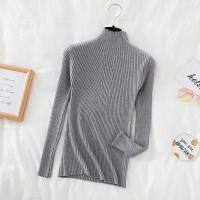 Suéter De Mujer Con Volantes Y Cuello Bajo Largo Manga Larga Tejido Básico Solido Rayado Para Otoño Invierno Top Casual - details 10