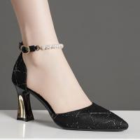 Sandalias De Tacón Alto Para Mujer Puntera Punta Con Diamantes Correa Atrás Moda Casual Cómodas Zapatos De Mujer Tendencia 2024 - details 3