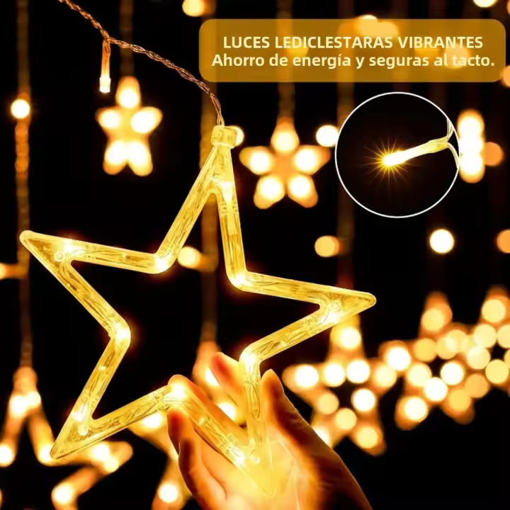Curtain De Luces LED En Forma De Estrella Pentagrama Control Remoto Para Decoración Interior De Bodas Cumpleaños Y Navidad - 1