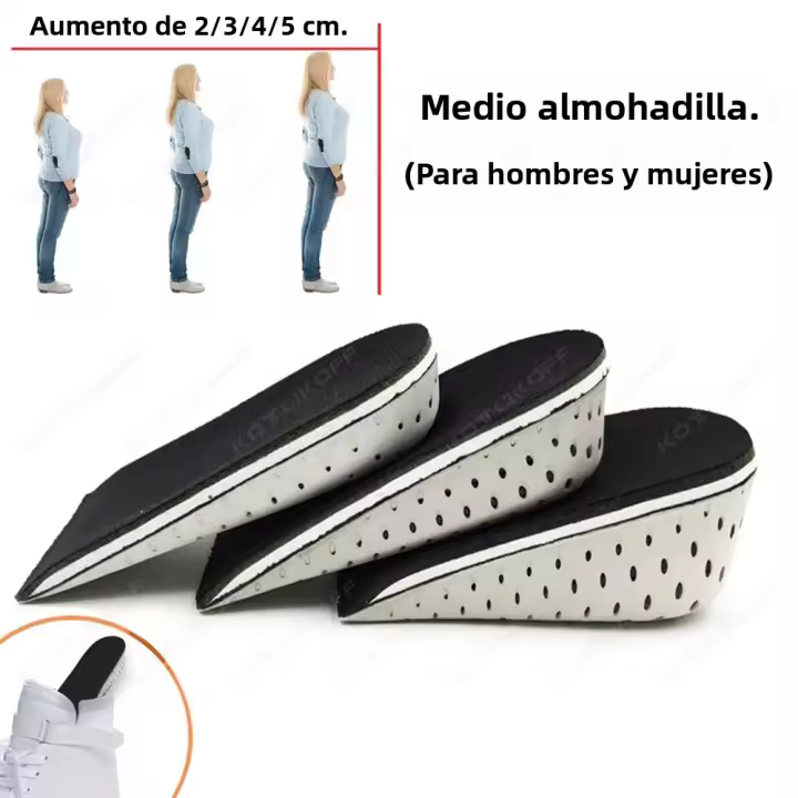 Almohadillas De Tacón Invisible Ultraligera Para Hombres Y Mujeres Con Magnetismo Y Masaje Inserción De Suela Para Mayor Altura 2/3/4/5cm Absorbente De Sudor Y Antideslizante - 1
