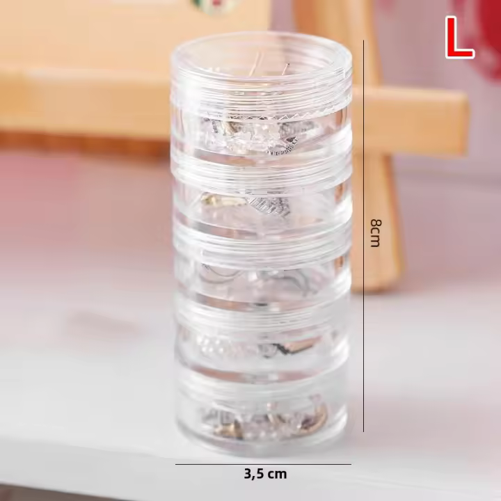 Caja De Organización Para Joyas Y Maquillaje 5 Capas Plástico Redondo Para Colgantes Y Pendientes Caja De Almacenamiento Con Cierre De Botón Y Zip - 1