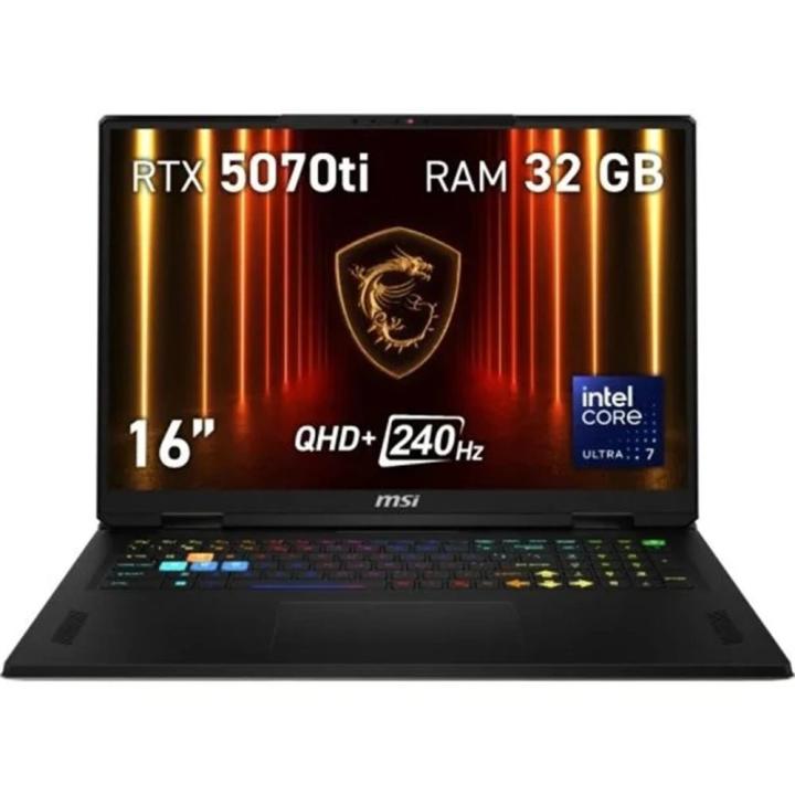 Intel core ultra 7 255hx 16" freedos laptop pc (without operating system) msi 097xes ram 32 gb disk 1 tb | ssd pcie gen4x4 nvme, 240hz, 100% dci-p3, gray