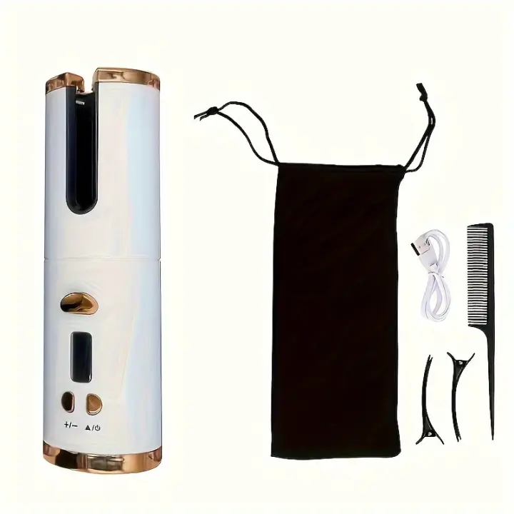Rizador automático de pelo, 6 ajustes de temp y 11 ajustes de temporizador, recargable por USB, rizador automático portátil con apagado Automático, adaptado para Viajes. - 1