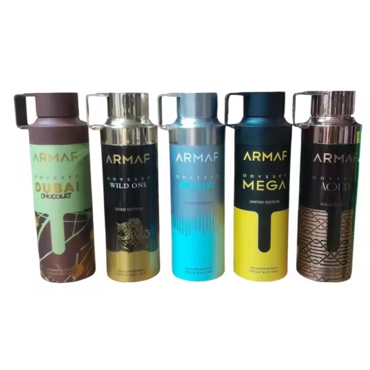 PACK 5 UNIADES - DESODORANTES PARA MUJER ARMAF ODYSSEY - WILD ONE , AQUA , DUBAI CHOCOLAT 200 , MEGA , AOUD EDICION 200 ML - ARMAF  SET 5 UNI - 1