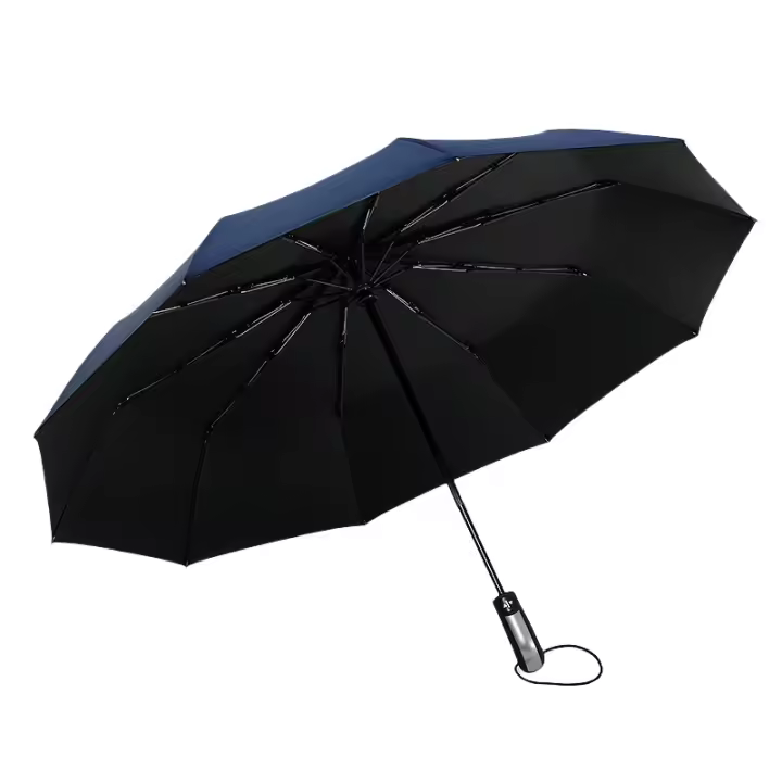 Paraguas de viaje impermeable y plegable, paraguas plegable a prueba de viento con un diámetro de 105 cm, paraguas plegable para paraguas y mujeres con lona de impacto de goma negra 190T - 1