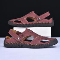 Sandalias De Verano Hechas a Mano Para Hombre Zapatos De Cuero Transpirables Antideslizantes Para Playa Y Exteriores Moda Casual Talla Verdadera - details 13