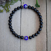 Pulsera De Turmalina Negra Con Ojo De Mal Dicho Protección Y Defensa Regalo Para Hombres/Mujeres Pulsera Protectora Unisex - details 1