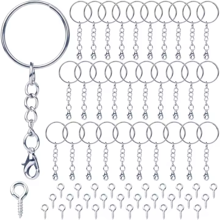 Anillas Llaveros 60 Unidades Door Chaves Cadena Argollas para Llaveros Manualidades 30 Keychain 30 Pasadores de Rosca 25 mm Enganches Kit para hacer Llaveros Resina Fabricación de Joyas - 1