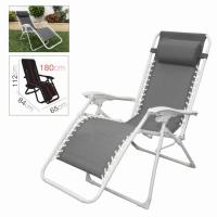 2 Tumbonas Reclinable para Camping y Jardín 112 x 65 x 84 cm Tumbona Gris + Almohada Silla Gravedad Cero Playa Verano Piscina Banquetas para Salón Jardín Balcón - details 1