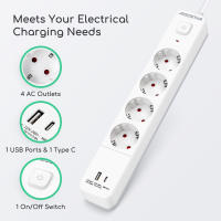 Aigostar Regleta alargador de 4 enchufes con cable de 1.5/3/5 metros e interruptor de USB+TYPE C - details 6