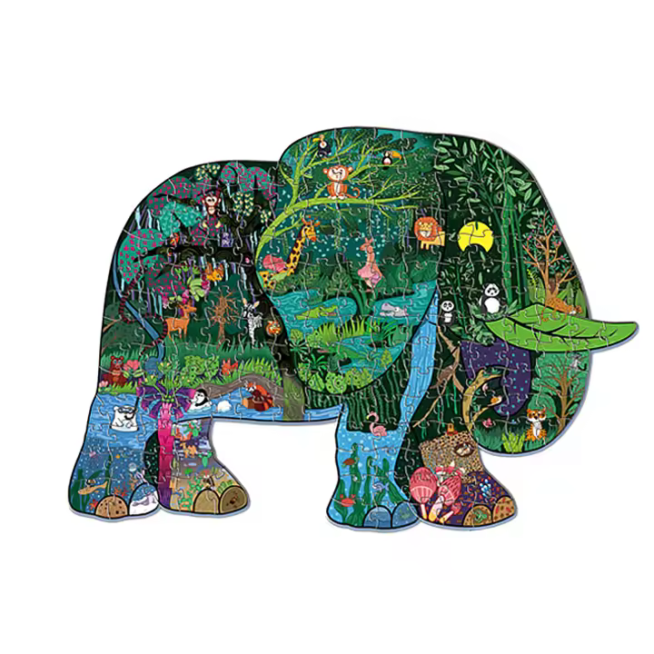 DAM. Puzle de cartón con 128 piezas. Diseño Elefante. 60x1x42cm. - 1