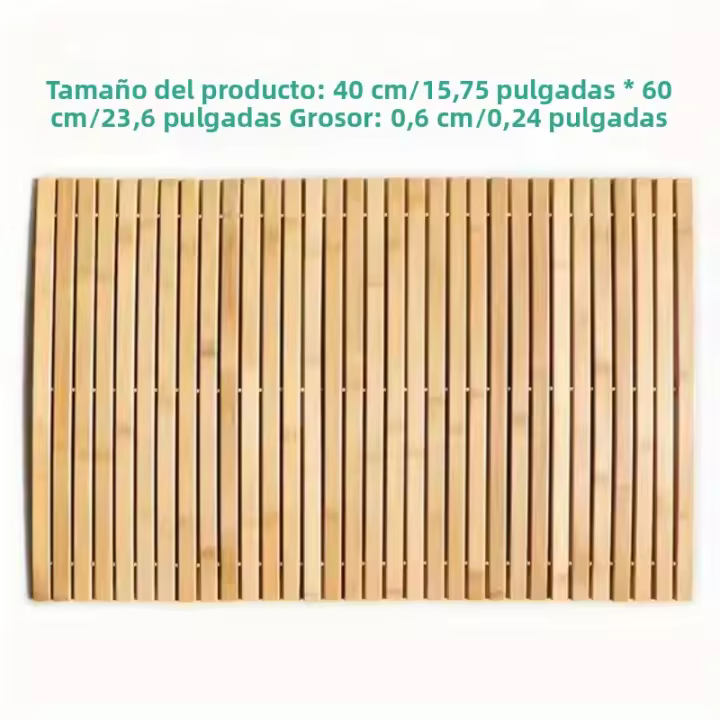 Alfombra De Baño De Madera Rectangular Impermeable Y Antideslizante Tejida De Bambú Rayón Para Baño Y Toilette - 1