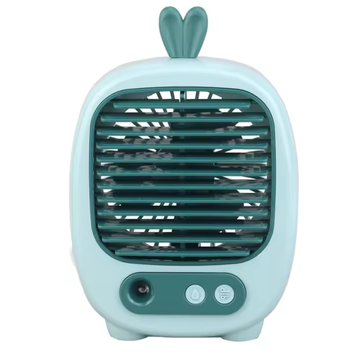 Mini ventilador de escritorio con modos de 3 velocidades, función de humidificador, recargable USB, batería de 1200mAh, ventilador de aire acondicionado portátil (verde) - 1