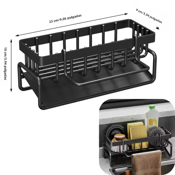 Organizador De Cocina En Acero Inoxidable Estante Para Esponja Y Toalla Soporte Para Grifo Riega Jabón Accesorios De Cocina - 1