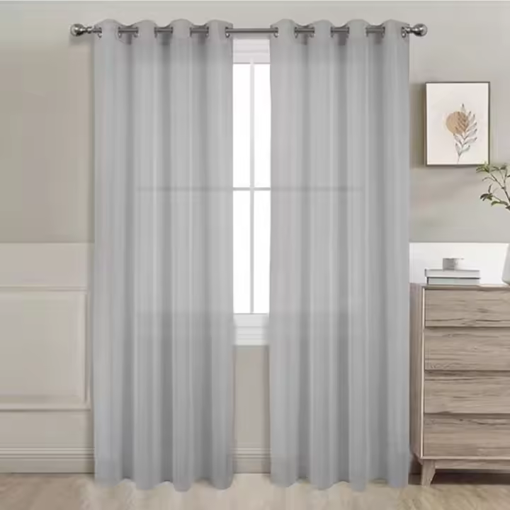 Cortinas Salon Modernes, Cortinas Visillos Liso, Transslúcidas Visillos, Cortinas Poliéster, Cortinas para Sala Cuarto Dormitorio Cocina Salón, 2 Piezas, 140x220cm / 140x260cm, marrón/Azul/Beige/Blanco/Rosa/Gris/Morado/Naranja/Rojo - 1