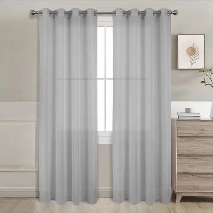 Cortinas Salon Modernes, Cortinas Visillos Liso, Transslúcidas Visillos, Cortinas Poliéster, Cortinas para Sala Cuarto Dormitorio Cocina Salón, 2 Piezas, 140x220cm / 140x260cm, marrón/Azul/Beige/Blanco/Rosa/Gris/Morado/Naranja/Rojo - 1