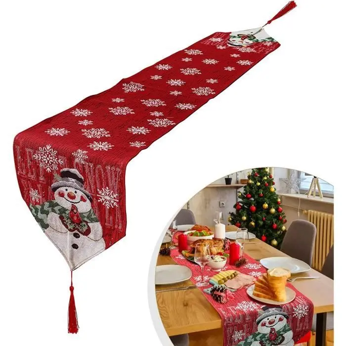 Camino de Mesa Navideño rectangular Camino de Mesa Navideño 180x34 cm para decorar La Mesa Navideña - 1