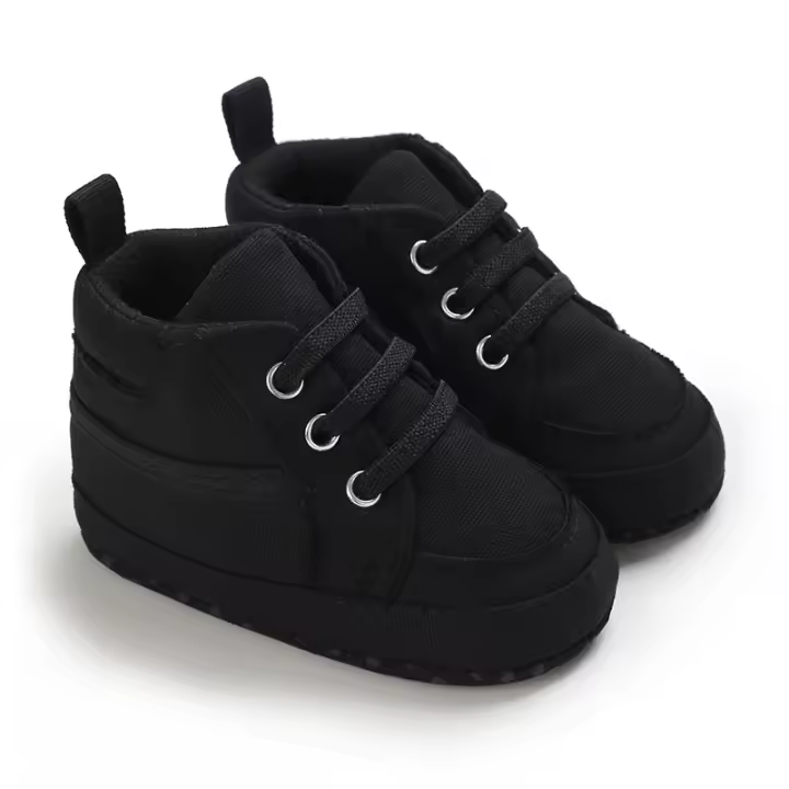 Zapatos De Bebé Para Niños Y Niñas De 0 a 18 Meses Alta Top Casual Suela Suave Deportivos Antideslizantes Fabricado Con Lona Y Cork - 1