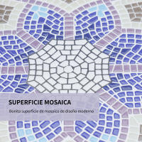 Outsunny Mesa de Jardín Redonda Mesa de Terraza Exterior Ø60x71 cm con Encimera de Mosaico Decorativo Carga 100 kg Mesa para Exterior Patio Azul y Blanco - details 1