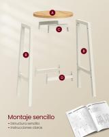 Conjunto de taburetes de bar, juego de 2, sillas redondas para cocina con asientos altos, altura 65 cm, estructura de acero resistente, fácil montaje, estilo industrial - details 10