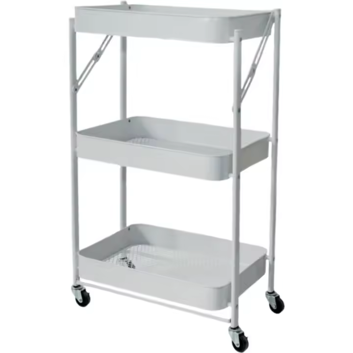 LILI HOME Carro Camarera de Almacenamiento Multifuncional Plegable 3 Niveles con Ruedas - Alto: 76 cm Largo: 45 cm Ancho: 30 cm - Se pliega en segundos para ahorrar espacio, ideal para hogares con espacios reducidos o para guardarlo fácilmente cuando no l - 1
