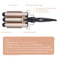 Rizador De Pelo Eléctrico Ajustable En Temperatura Con 3 Tubos Egg Roll Triple Barrel Wanda Para Estilo De Ondas Y Rizos Cerámica Tourmalina - details 8