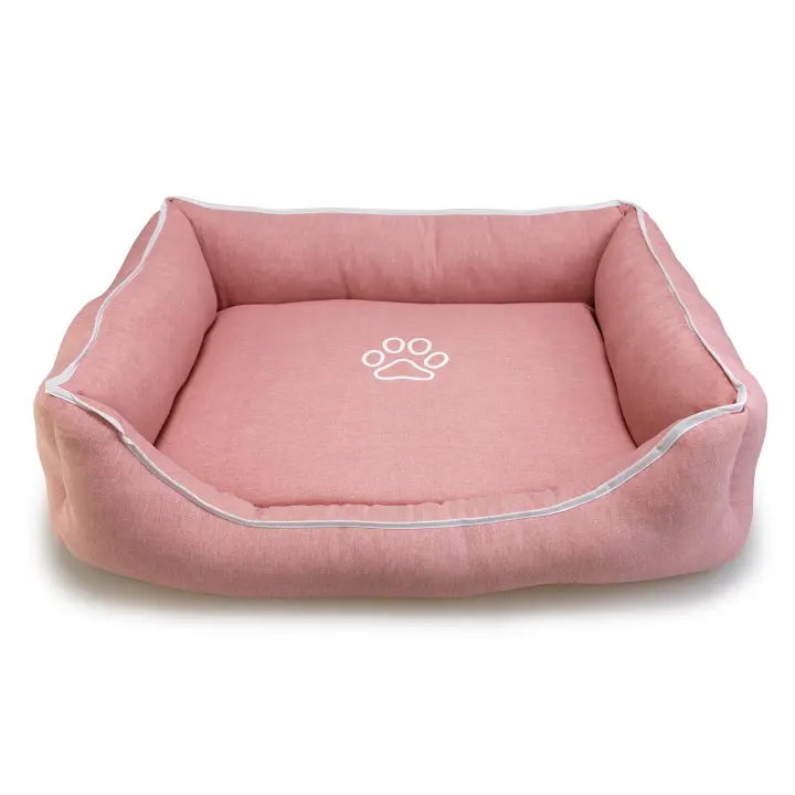 Cama Cama cuadrada Rosa con Huella y Ribete 55x46x17cm - 1