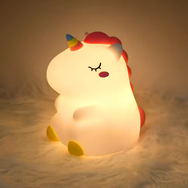Lámpara Nocturna De Silicona Unicornio Para Niños Luz LED Recargable Por USB Decoración De Habitación Animal Cartoon Lámpara Táctil Para Regalos - 1
