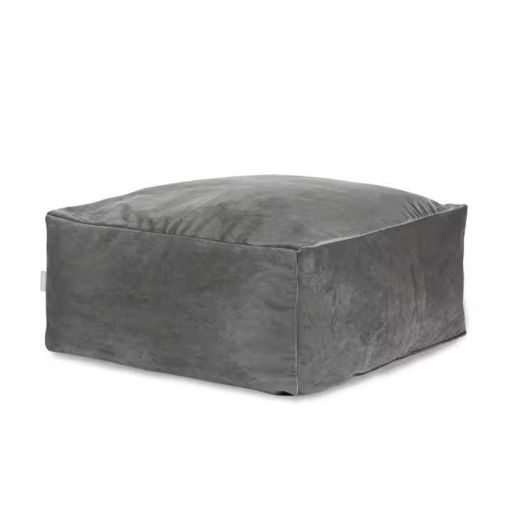 NAF NAF - Puf desenfundable de terciopelo gris 50x50x25 cm - 1